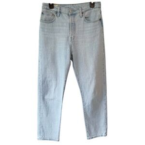 Levi's 501 High Waist Crop Straight Leg Jeans Light Wash Wow Me Over Size 29